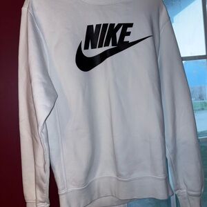 Nike White Crewneck Sweatshirt with Black Swoosh